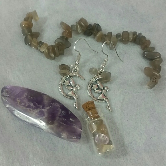 Fairy & crystal earrings +pick your stone - Picture 2 of 9
